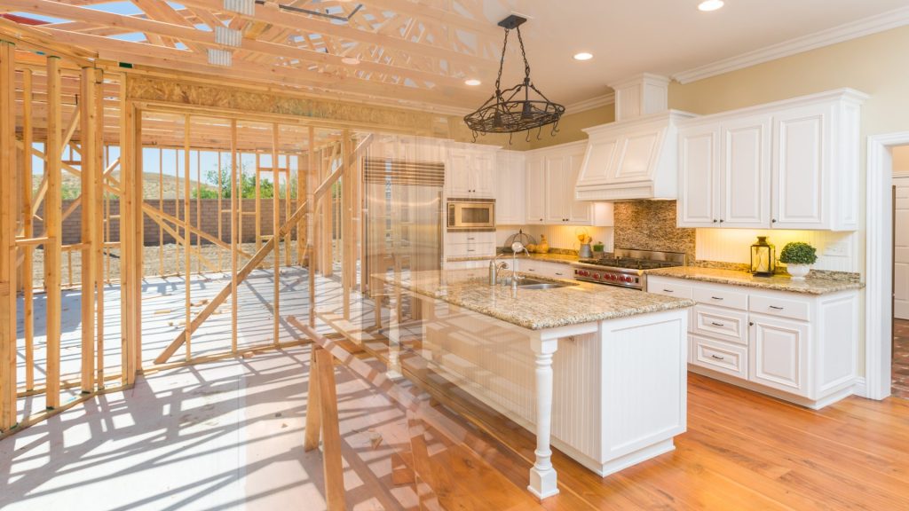 A kitchen in the process of being renovated with a home equity loan.