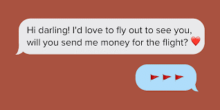 Example text message of someone asking for money.
