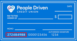 Routing number on a check 272484988