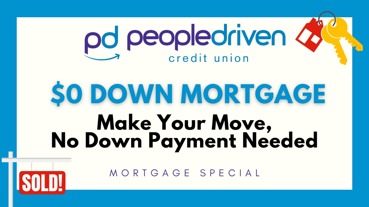 Graphic: $0 Down Mortgage. Make Your Move, No Down Payment Needed. Mortgage Special.