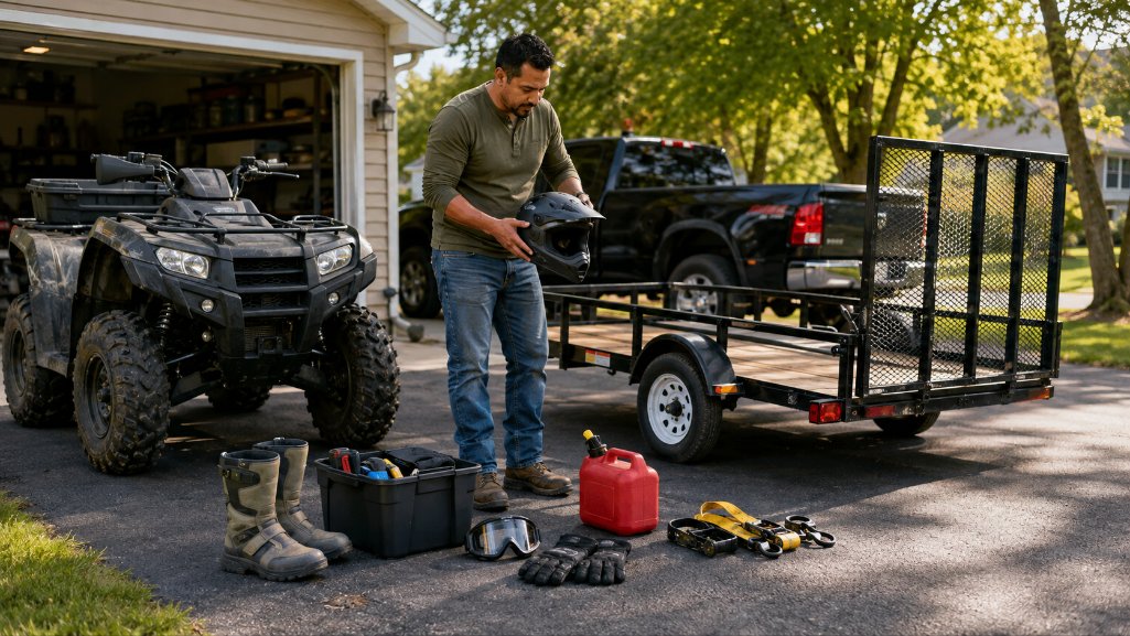 ATV loan calculator budget including protective gear and a trailer.