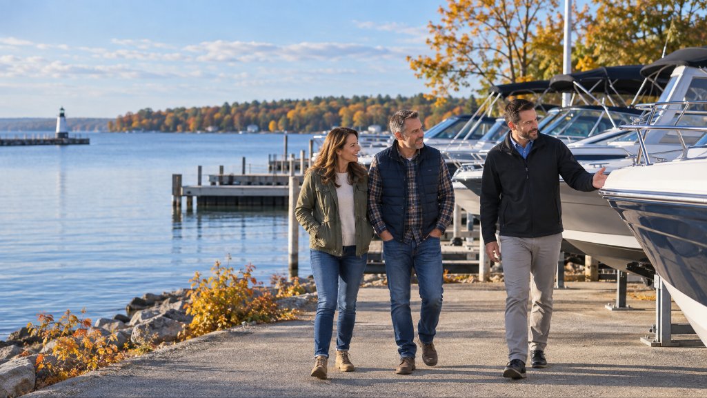 Best time to buy a boat in Michigan at a late-summer marina.