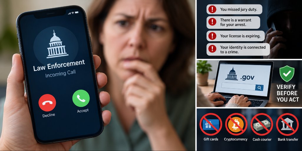 Government impersonation scams may begin with a fake call claiming to be from a government agency.