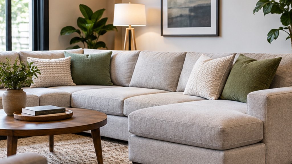 Modern living room with a sectional sofa as an example of lease-to-own furniture.