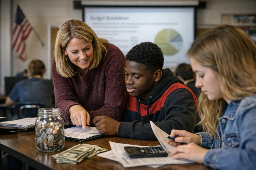Students participating in a financial literacy workshop, highlighting the youth education programs that helped People Driven Credit Union earn the Alloya Next Chapter Award.